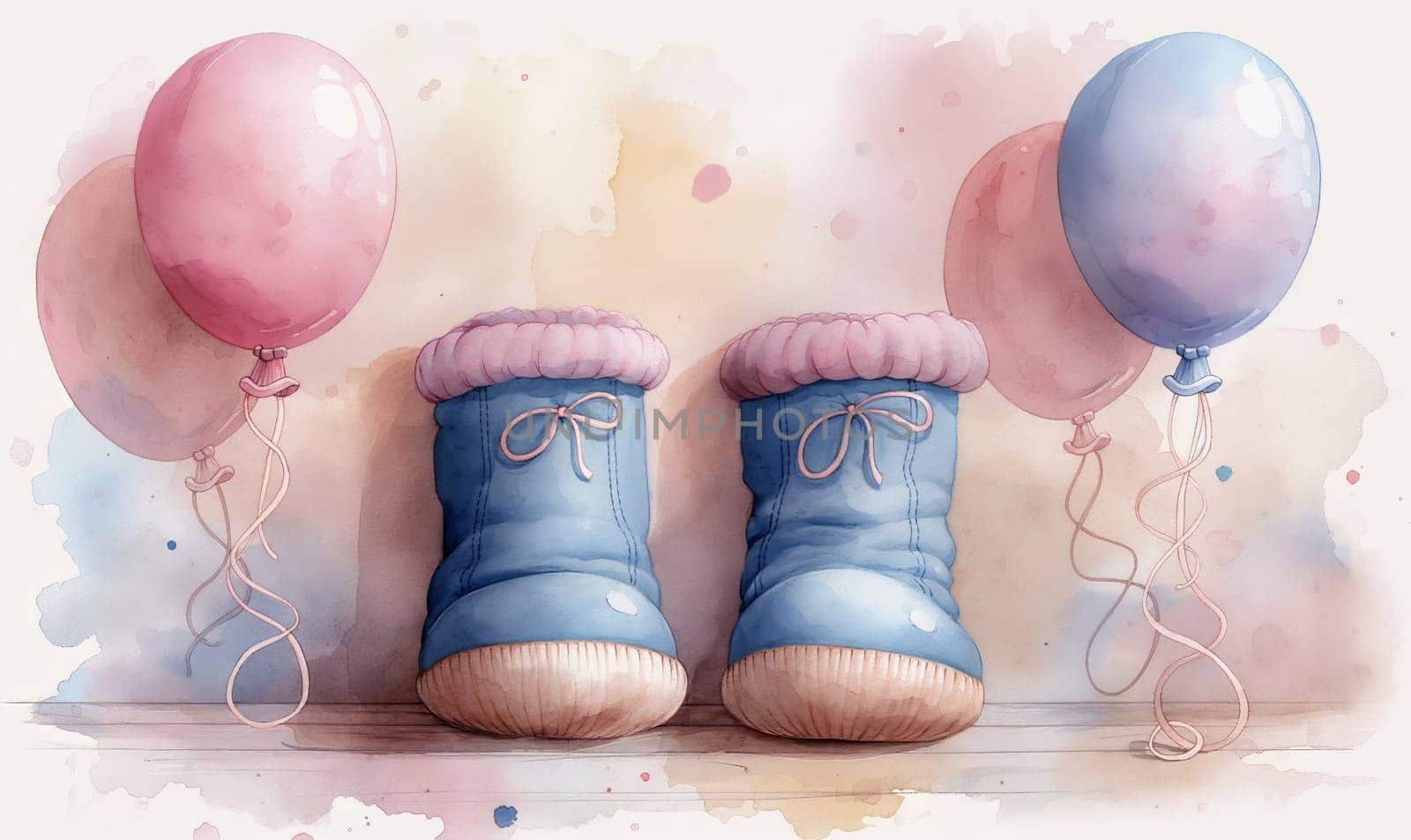 Children's small shoes on a creative background. by Fischeron