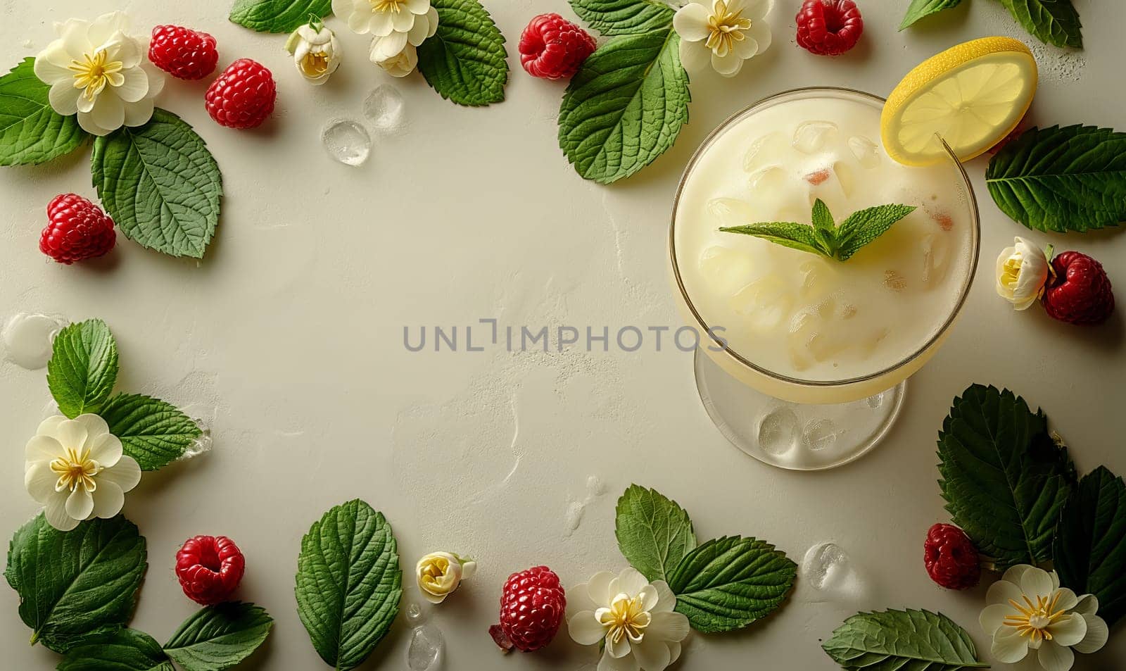 Fresh drink on a light background, top view. by Fischeron