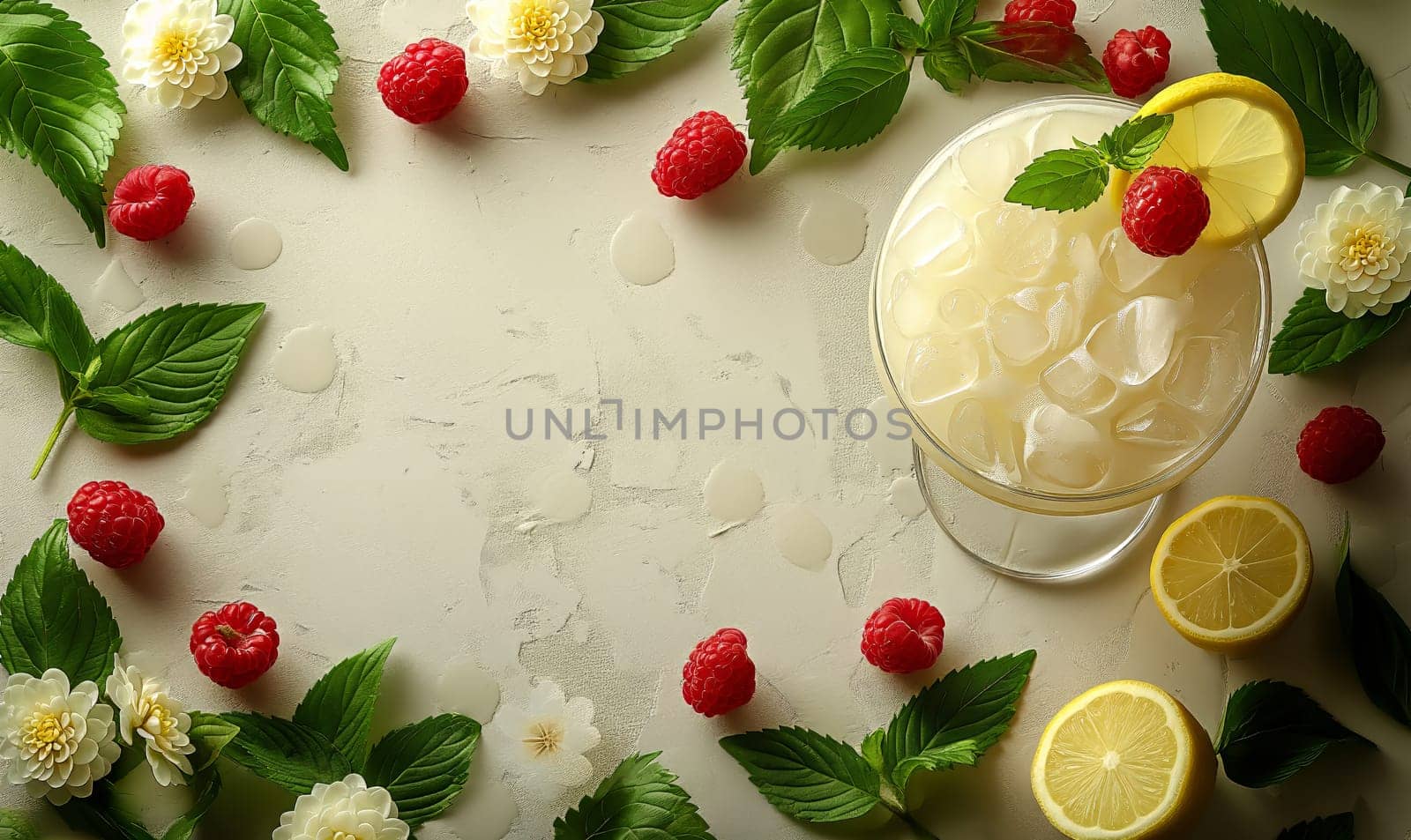 Fresh drink on a light background, top view. by Fischeron