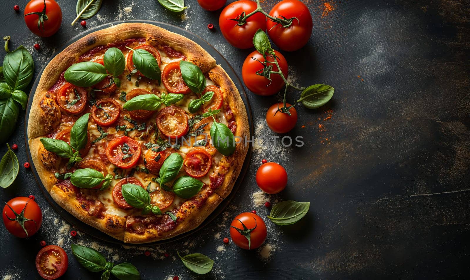 Appetizing pizza with sausage on the table. by Fischeron