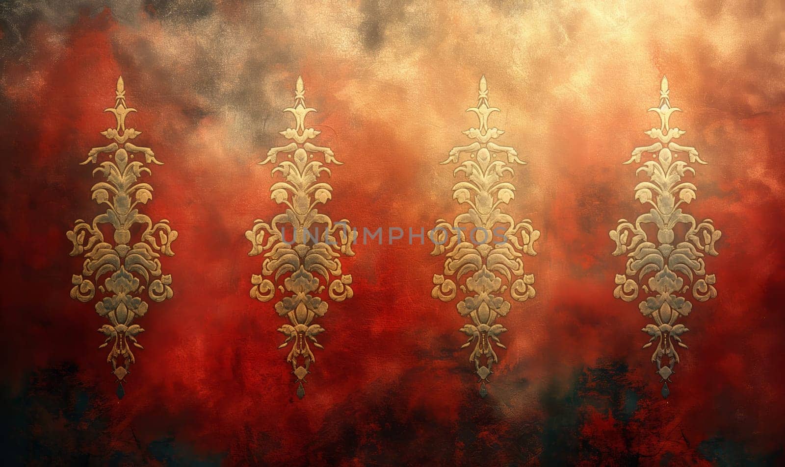 Background with ornament in red and gold color. by Fischeron