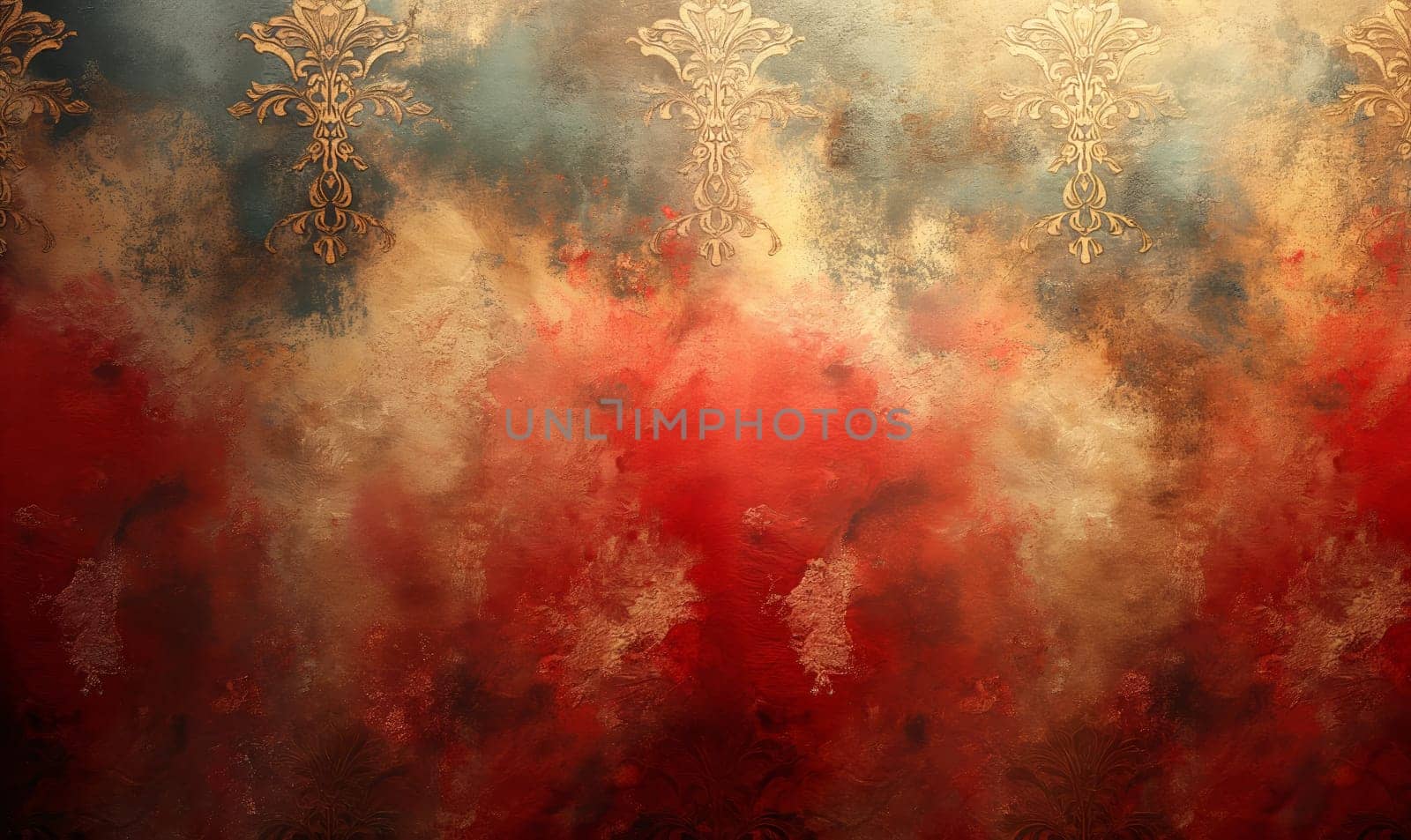 Background with ornament in red and gold color. by Fischeron