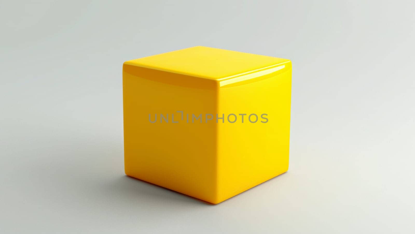 Yellow Cube 3D illustration, render. Simple cube on a white background. by Sneznyj