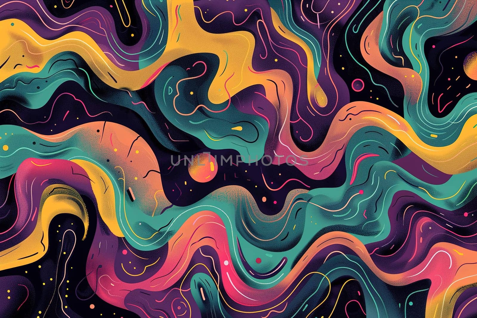 Vibrant abstract psychedelic background with swirling patterns in bold colors, ideal for creative projects, posters, or Y2K inspired designs. Optical illusion. Generative AI