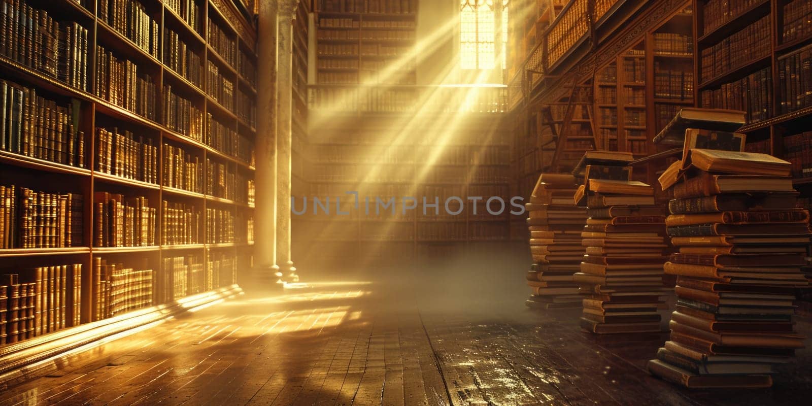 Mystical Sunlight in an Old Library Interior. Resplendent. by biancoblue