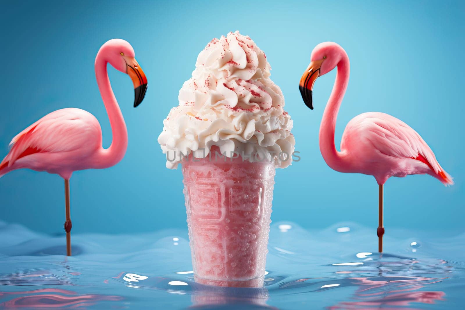 Flamingos and ice cream in the water. by Niko_Cingaryuk