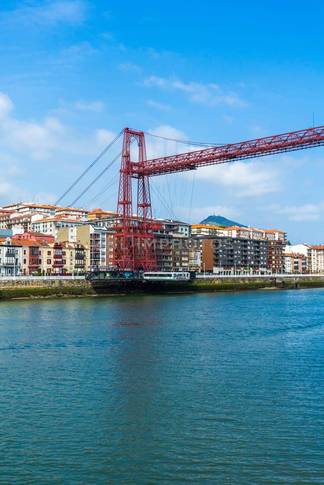 Portugalete, Spain - 12.06.2022: The Bizkaia suspension transporter bridge Puente de Vizcaya in Portugalete, Basque Country, Spain