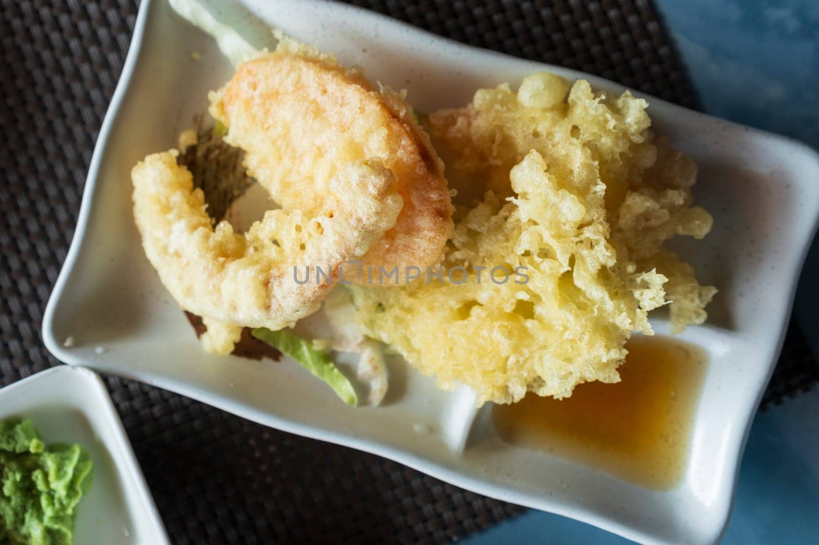 Top view of prepared Japanese vegetable tempura by Robertobinetti70