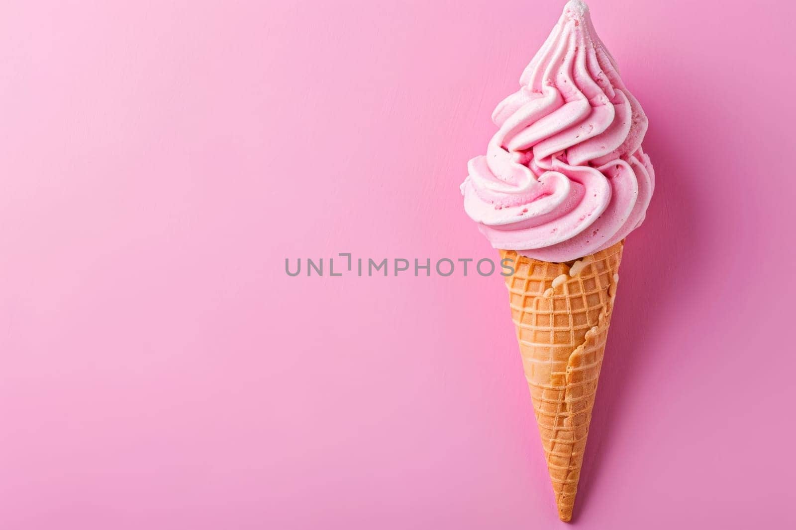 Pink Ice Cream Cone on Pink Background by vladimka
