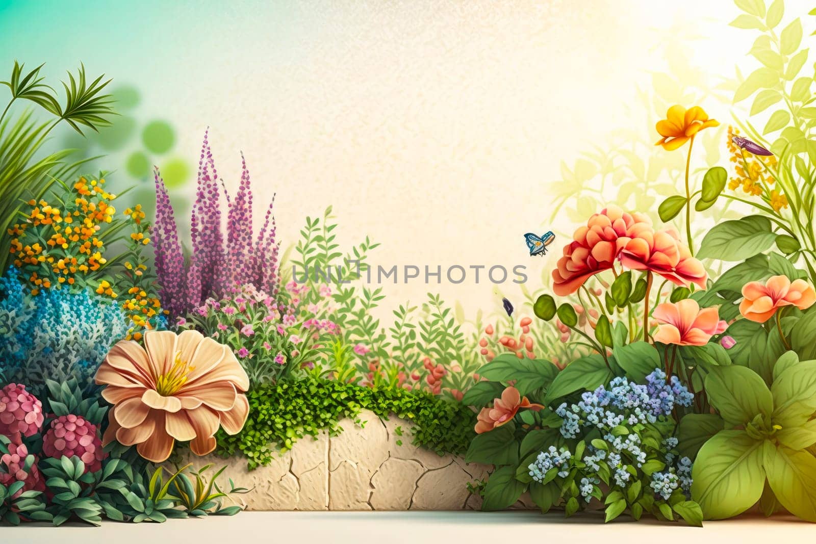 illustration of flower pots and flowers on a white background generative ai.