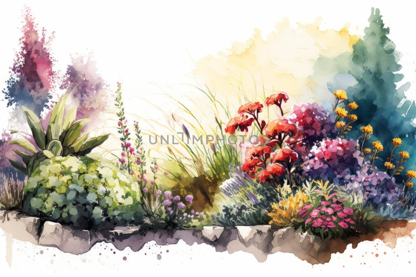 spring garden background illustration, generated ai by carlosviv