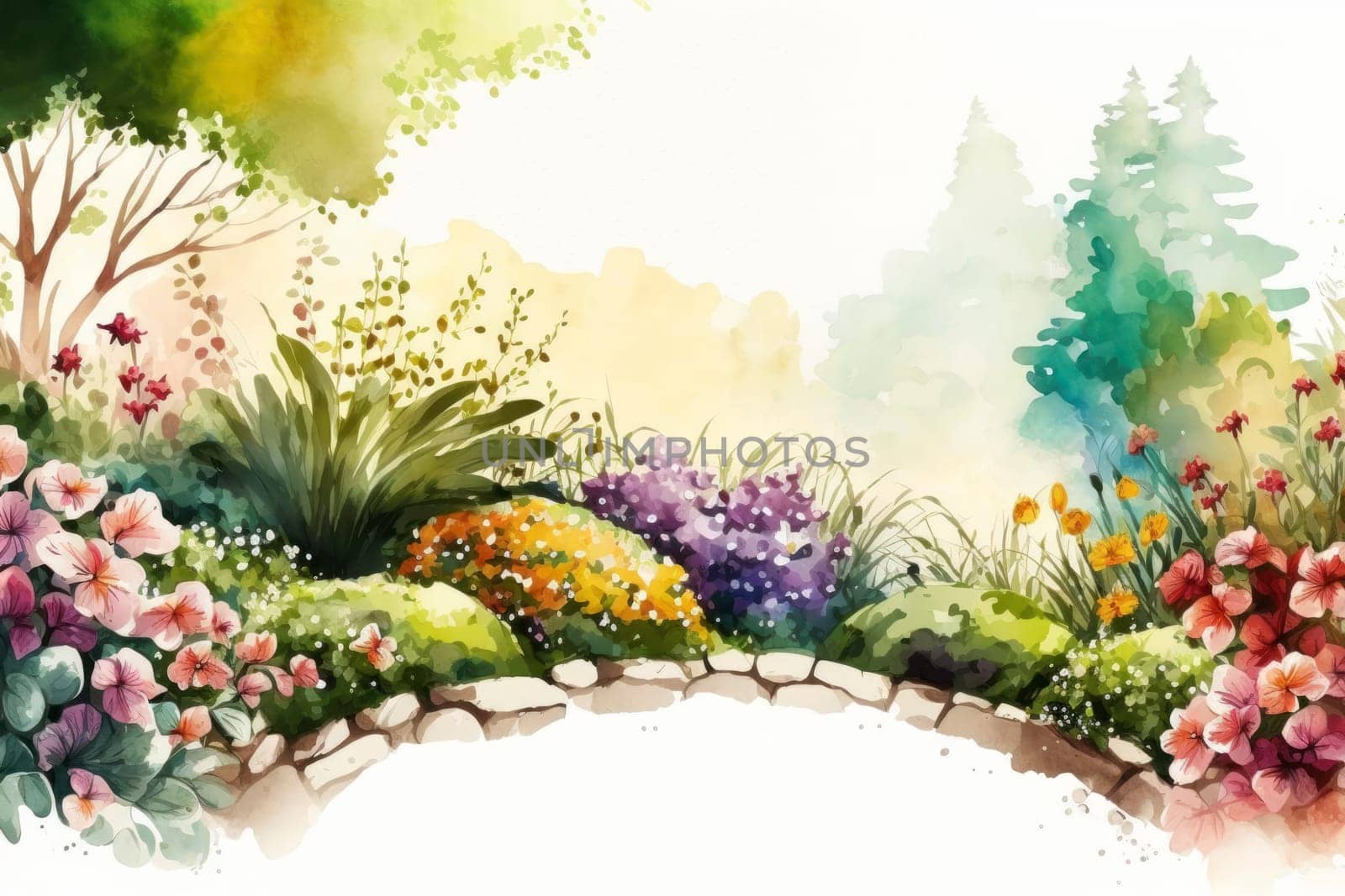 spring garden background illustration, generated ai by carlosviv
