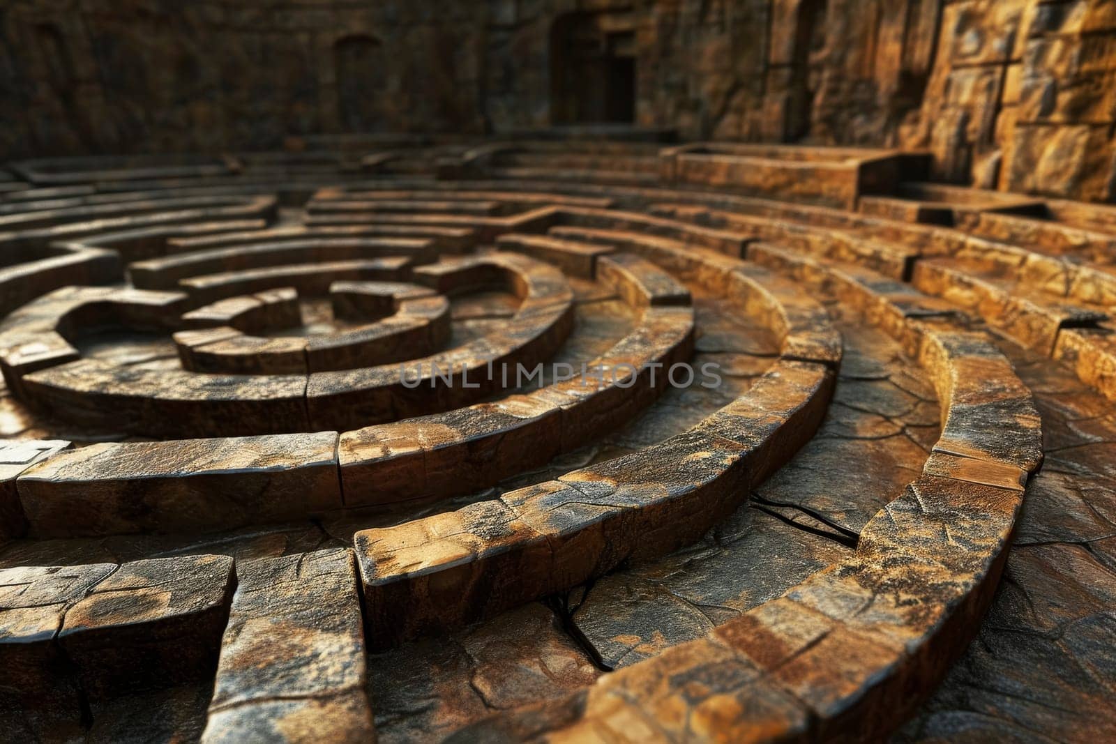 A large intricate stone labyrinth