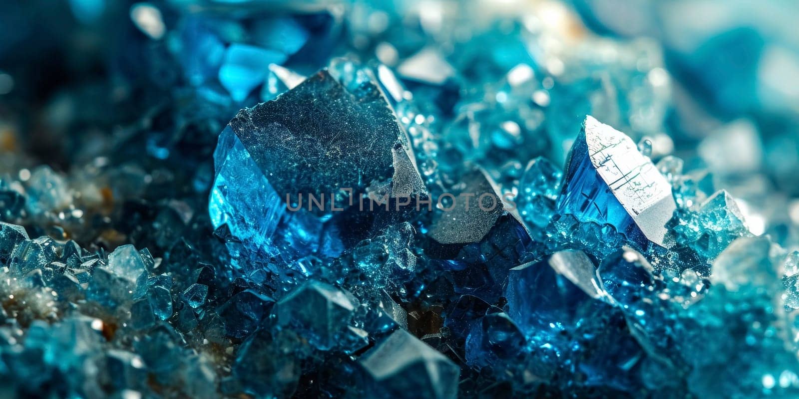 Macro photo of radiant blue crystals showcasing natural mineral beauty and geological wonder.