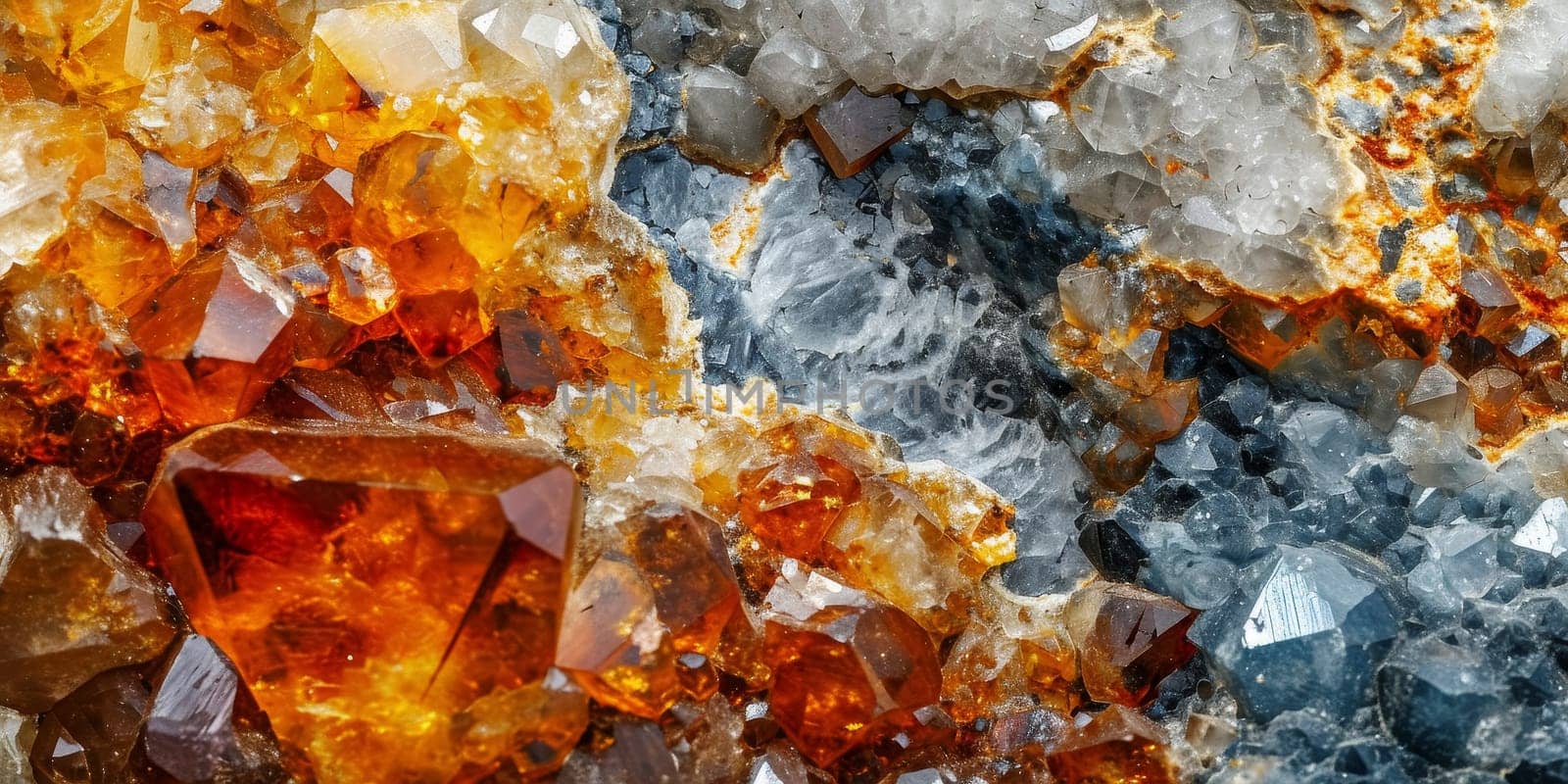 Close-up of vivid mineral crystals with rich hues