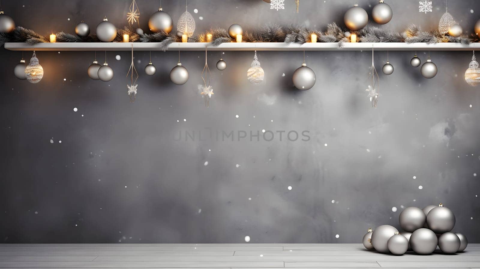 Christmas decorations many glass balls, generative ai. High quality photo