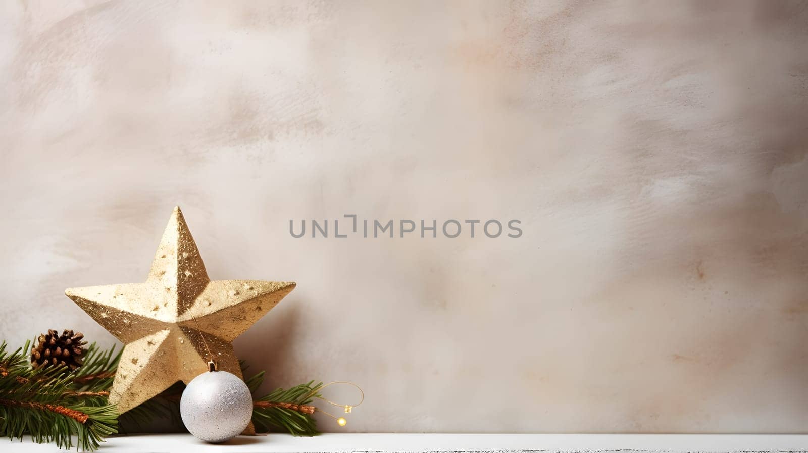 christmas decoration with the start and copy space, generative ai. High quality photo