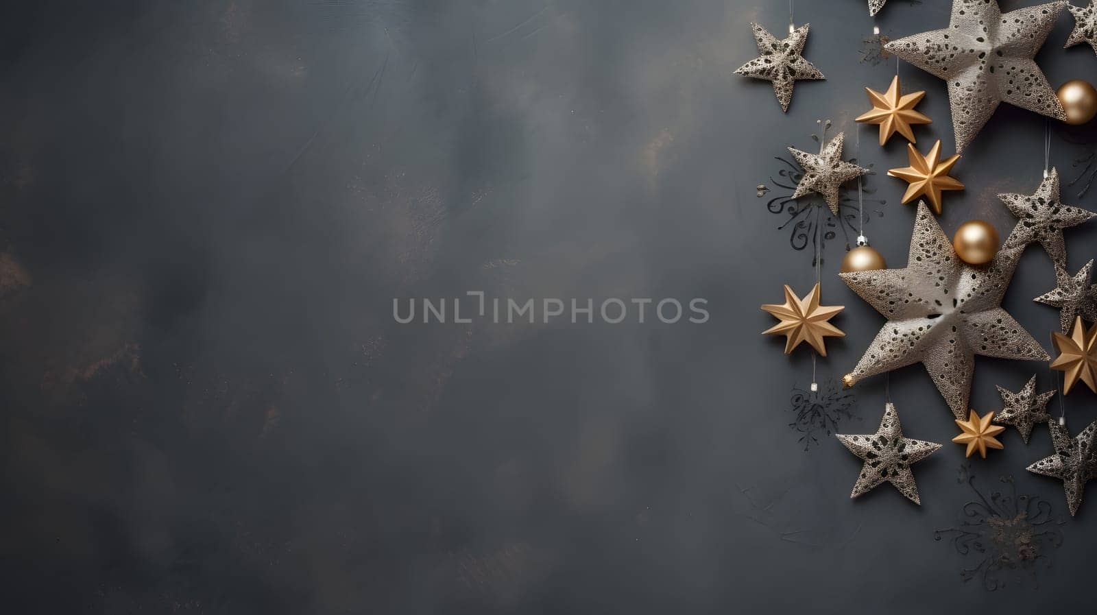 christmas decoration with the start and copy space, generative ai. High quality photo