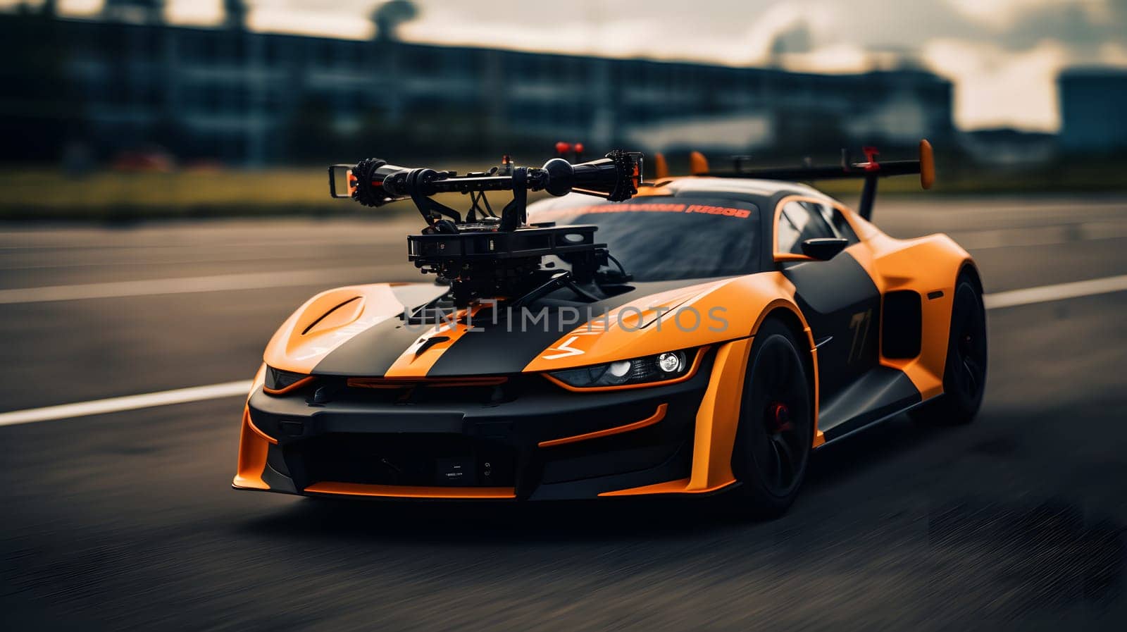 sports car with the equipment on the hood, generative ai. High quality photo