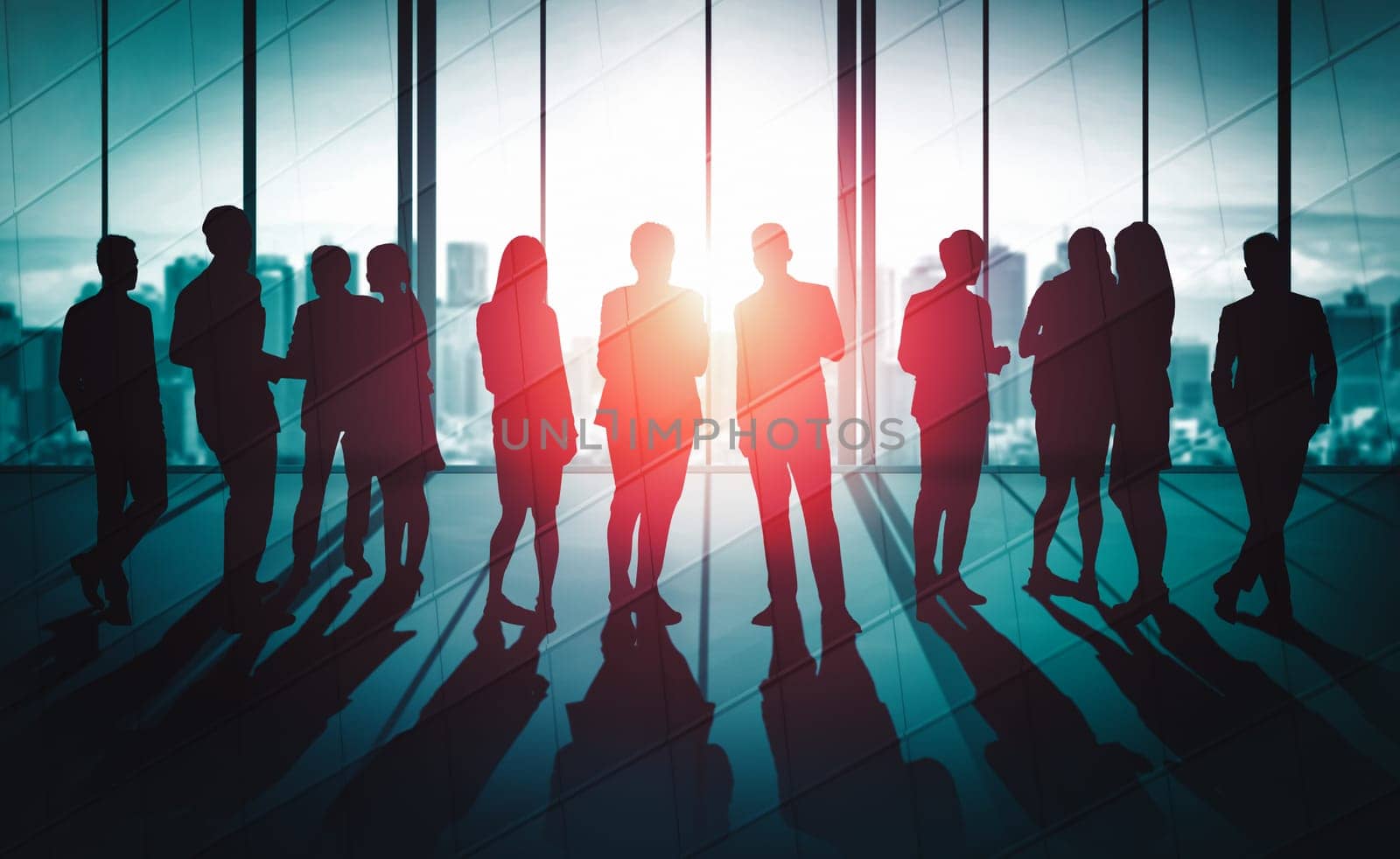 Double Exposure Image of Many Business People. uds by biancoblue