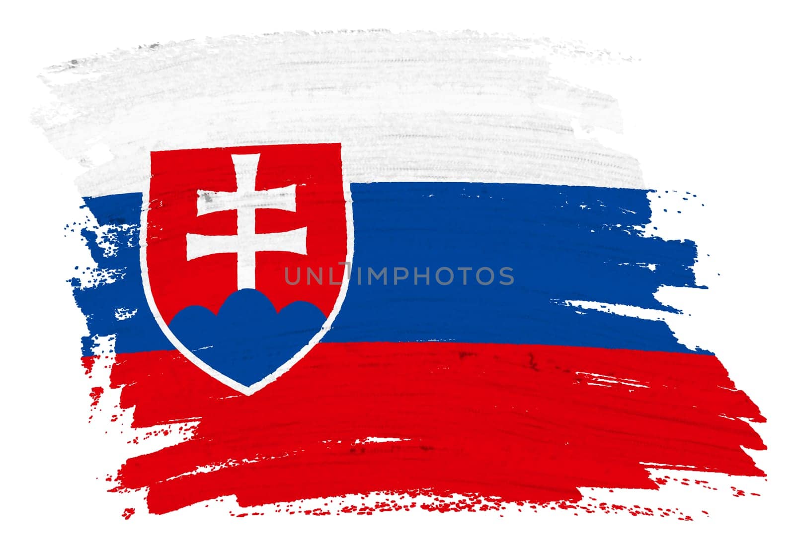 A Slovakia flag background paint splash brushstroke 3d illustration with clipping path