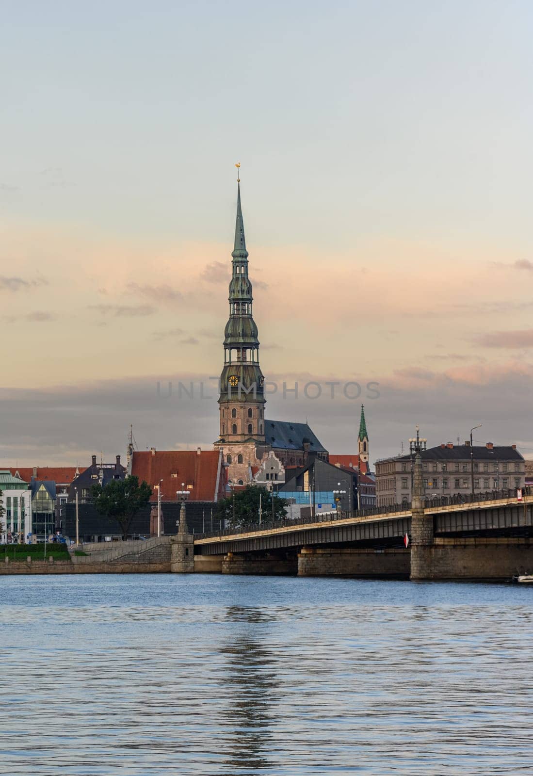 view of St. Peter's Church in Riga in Latvia