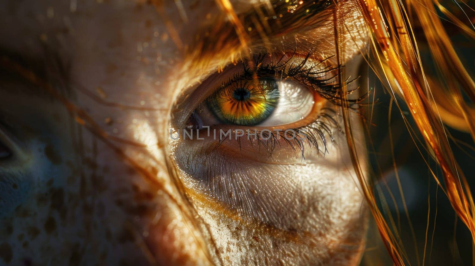 Womans Face Close-Up With Long Hair by but_photo