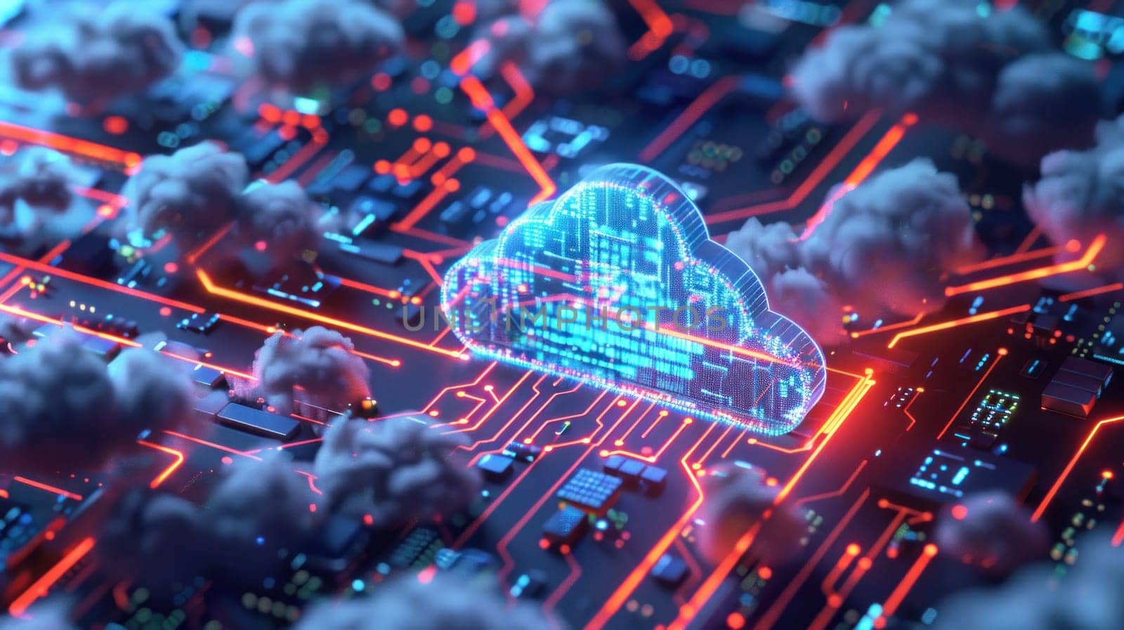 Concept Virtual firewall on cloud. Generative AI.