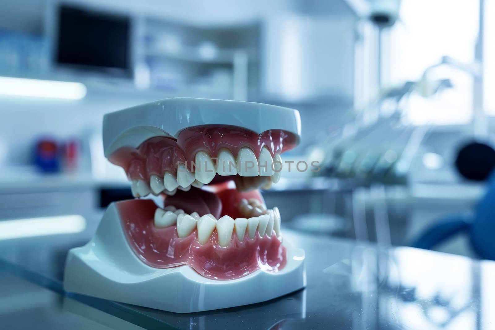 a mockup of a dental model human jaw or oral cavity. ai generative by matamnad