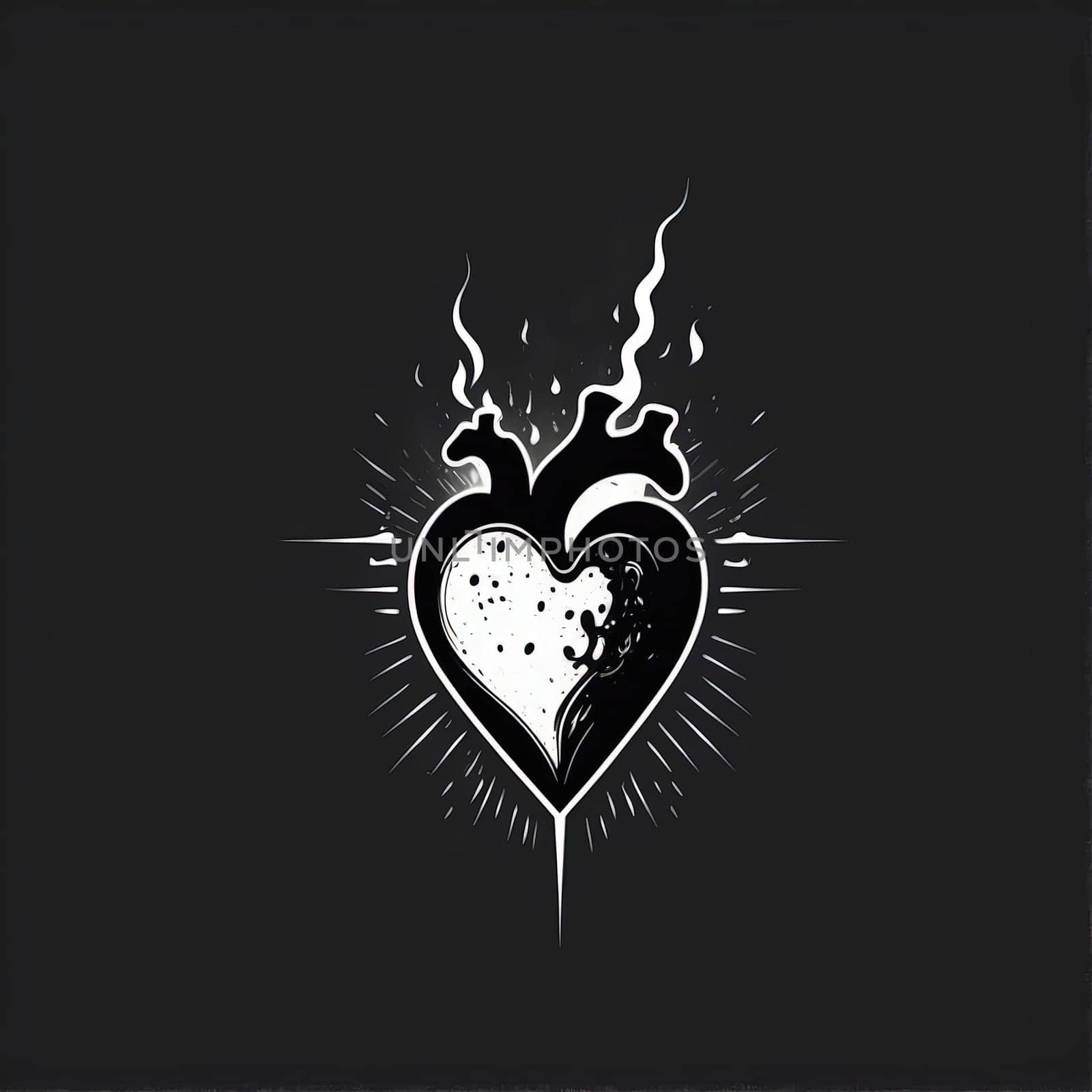 Abstract black and white heart with smoke in grunge style by Waseem-Creations