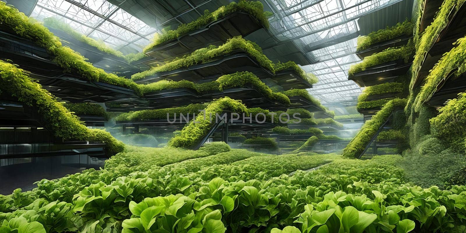 A futuristic digital masterpiece envisioning a high-tech agricultural hub. See automated farming machines thriving vertical gardens. by GoodOlga