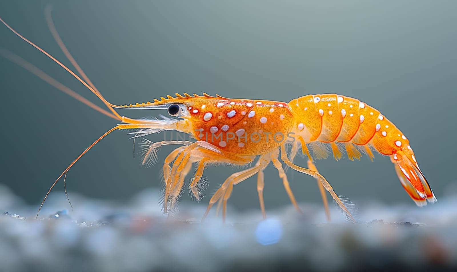 Red Dwarf Shrimp on waterweed. Selective soft focus. by Fischeron