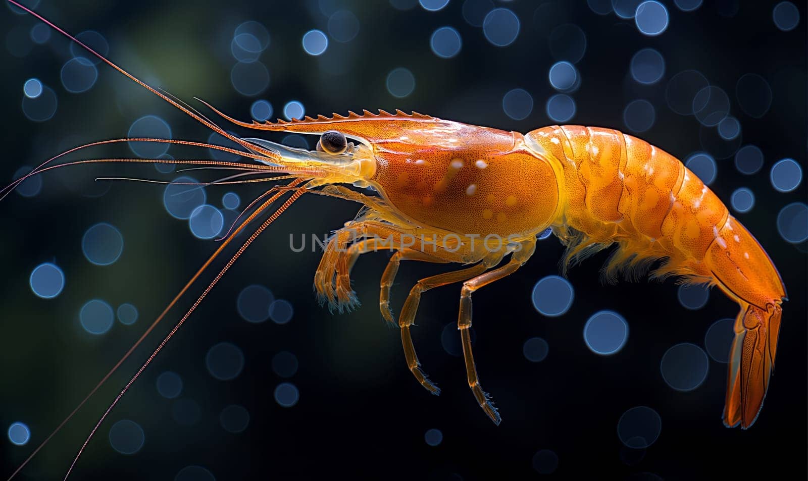 Red Dwarf Shrimp on waterweed. Selective soft focus. by Fischeron