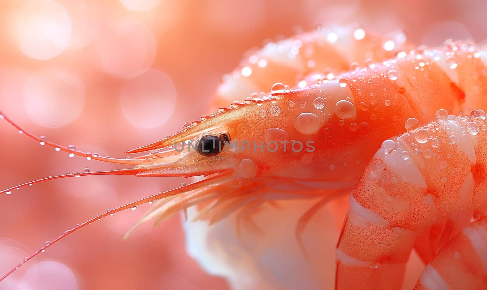 Red Dwarf Shrimp on waterweed. Selective soft focus. Generative AI