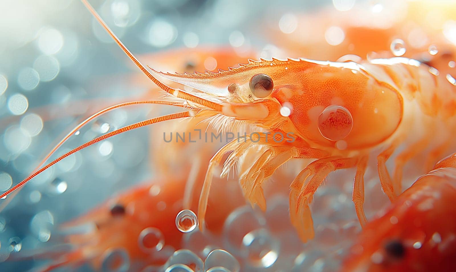 Red Dwarf Shrimp on waterweed. Selective soft focus. by Fischeron