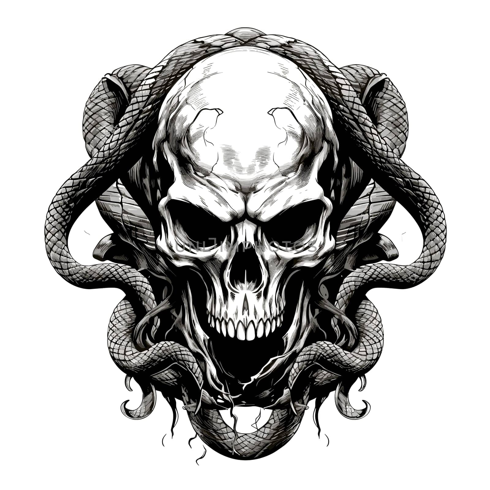 A devil's skull with a snake. Mystical illustration  by palinchak