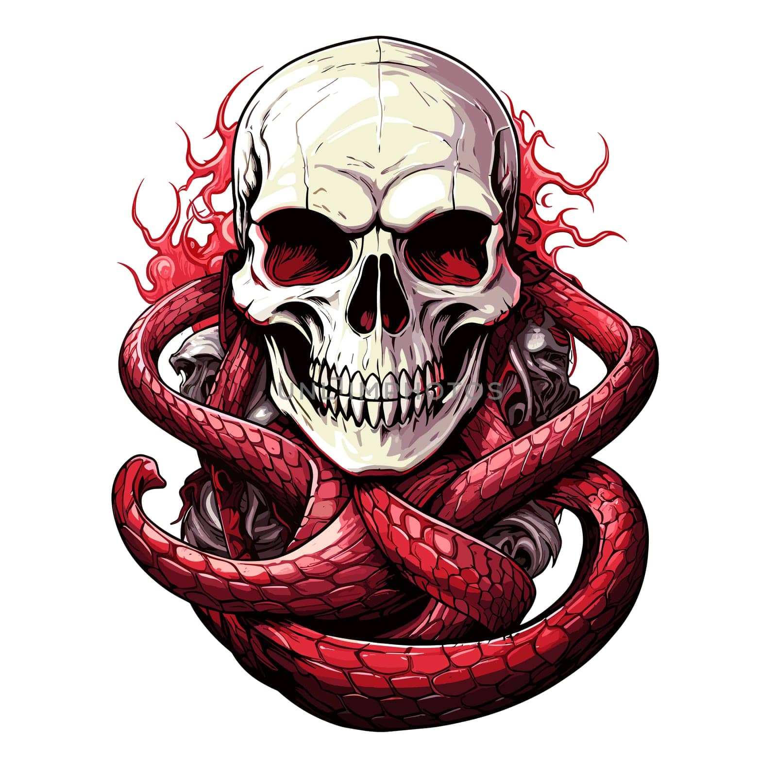 A devil's skull with a snake. Mystical illustration  by palinchak