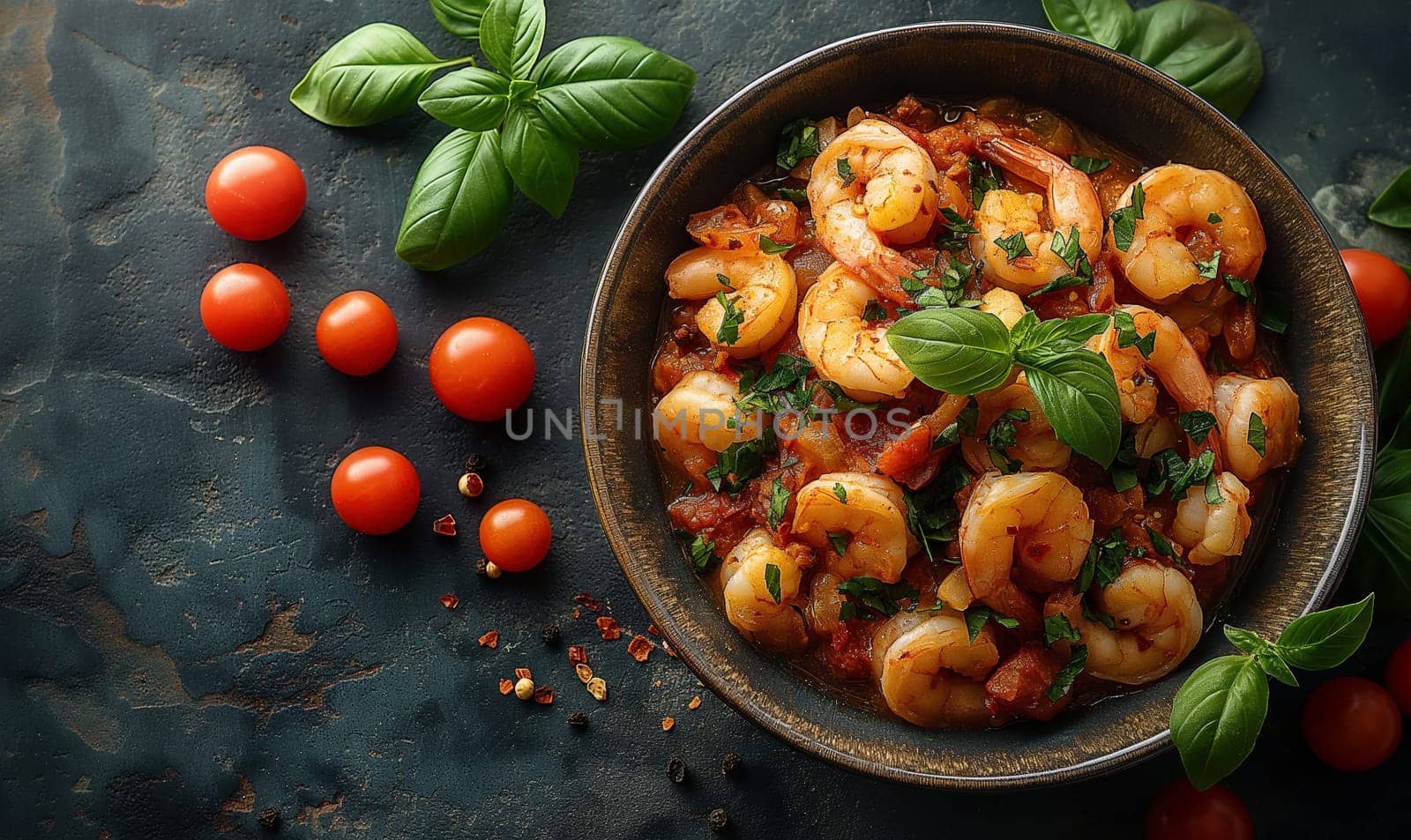 Delicious sauteed spicy shrimp with lime and basilik. by Fischeron