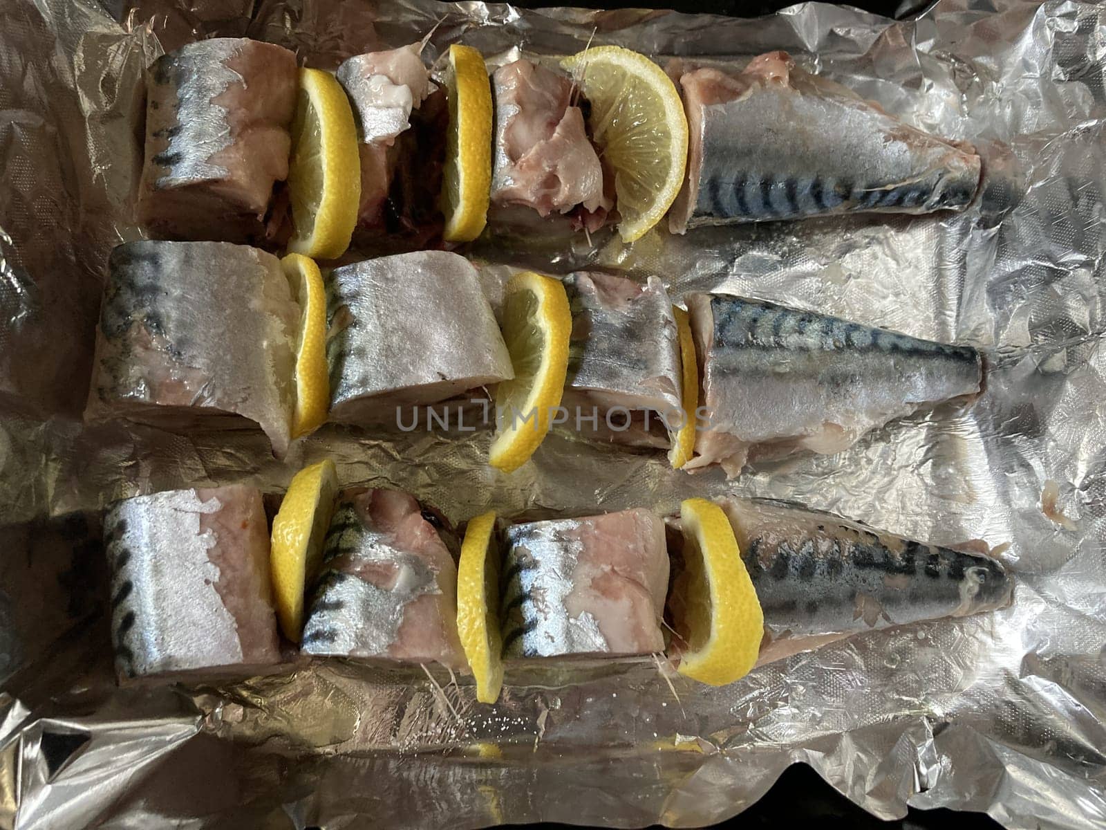 Sea fish mackerel for baking in the foil