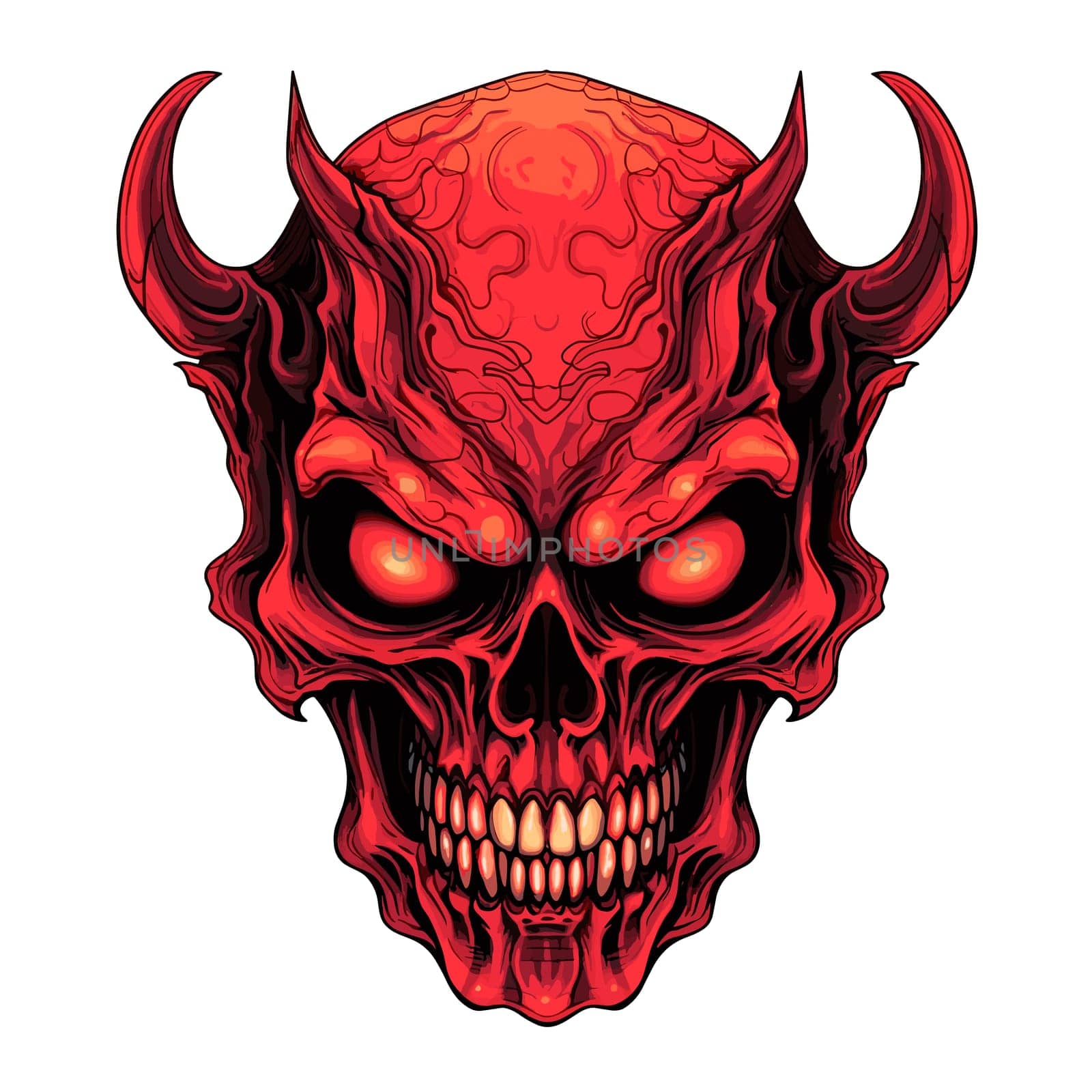 A devil's skull. Mystical illustration in vector pop art style. Template for t-shirt print, sticker, poster, etc.