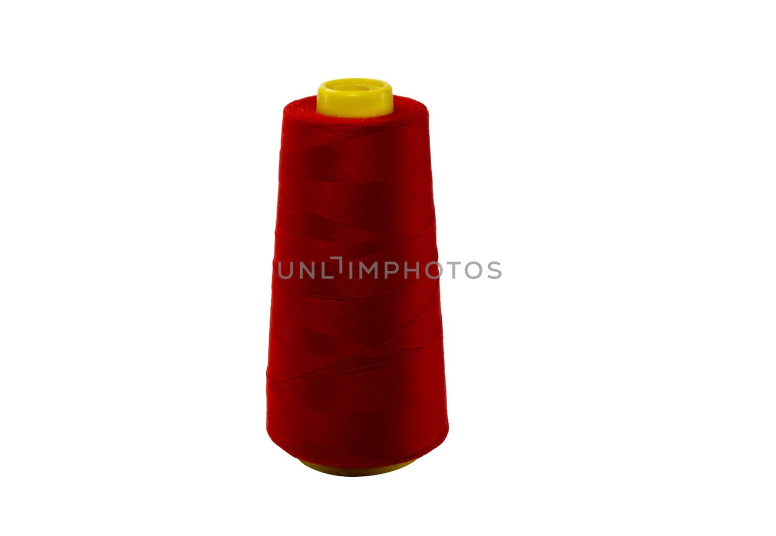 spool with red thread for sewing machine by compuinfoto