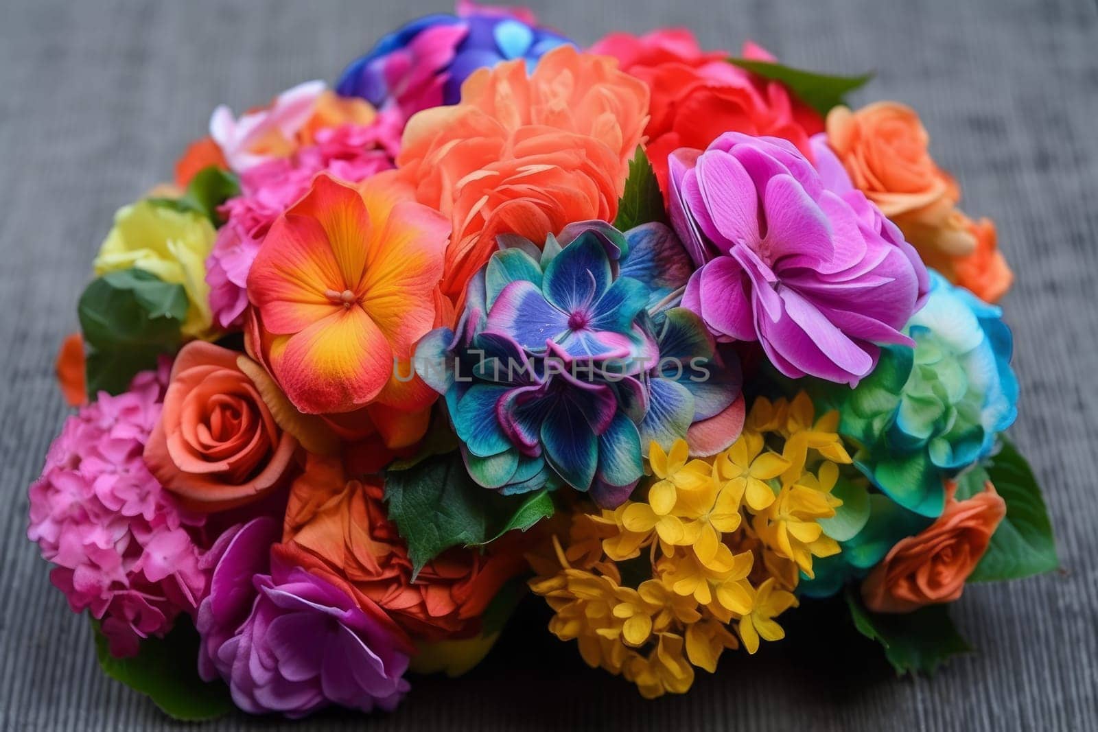 Colorful flower bouquet. Spring floral gift. Generate Ai