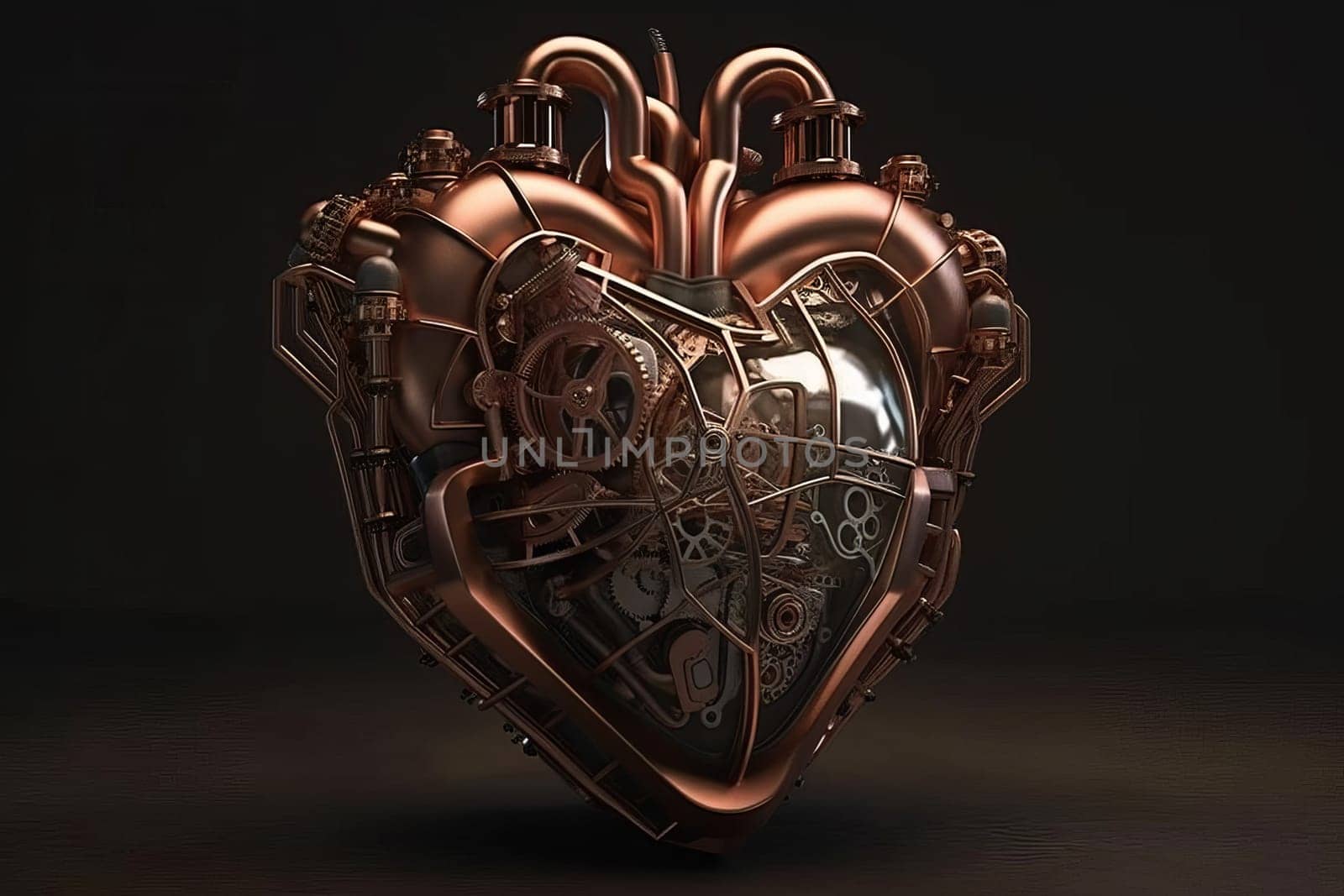 Mechanical detailed steampunk heart. Old iron machine by ylivdesign
