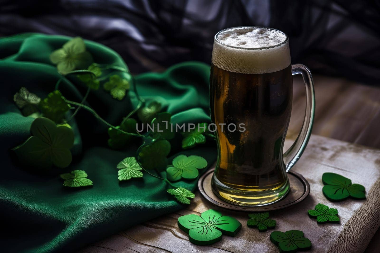 Saint Patrick beer mug. Holiday irish celebration. Generate Ai