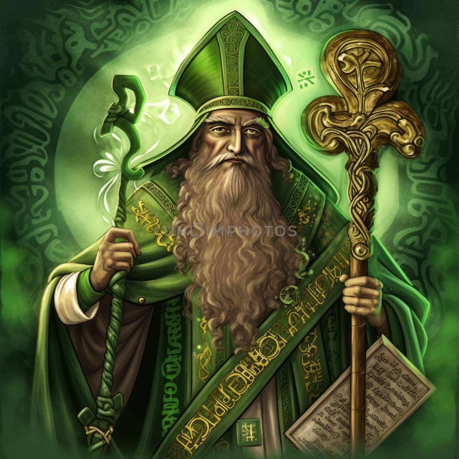 Saint Patrick day character. Irish man face. Generate Ai