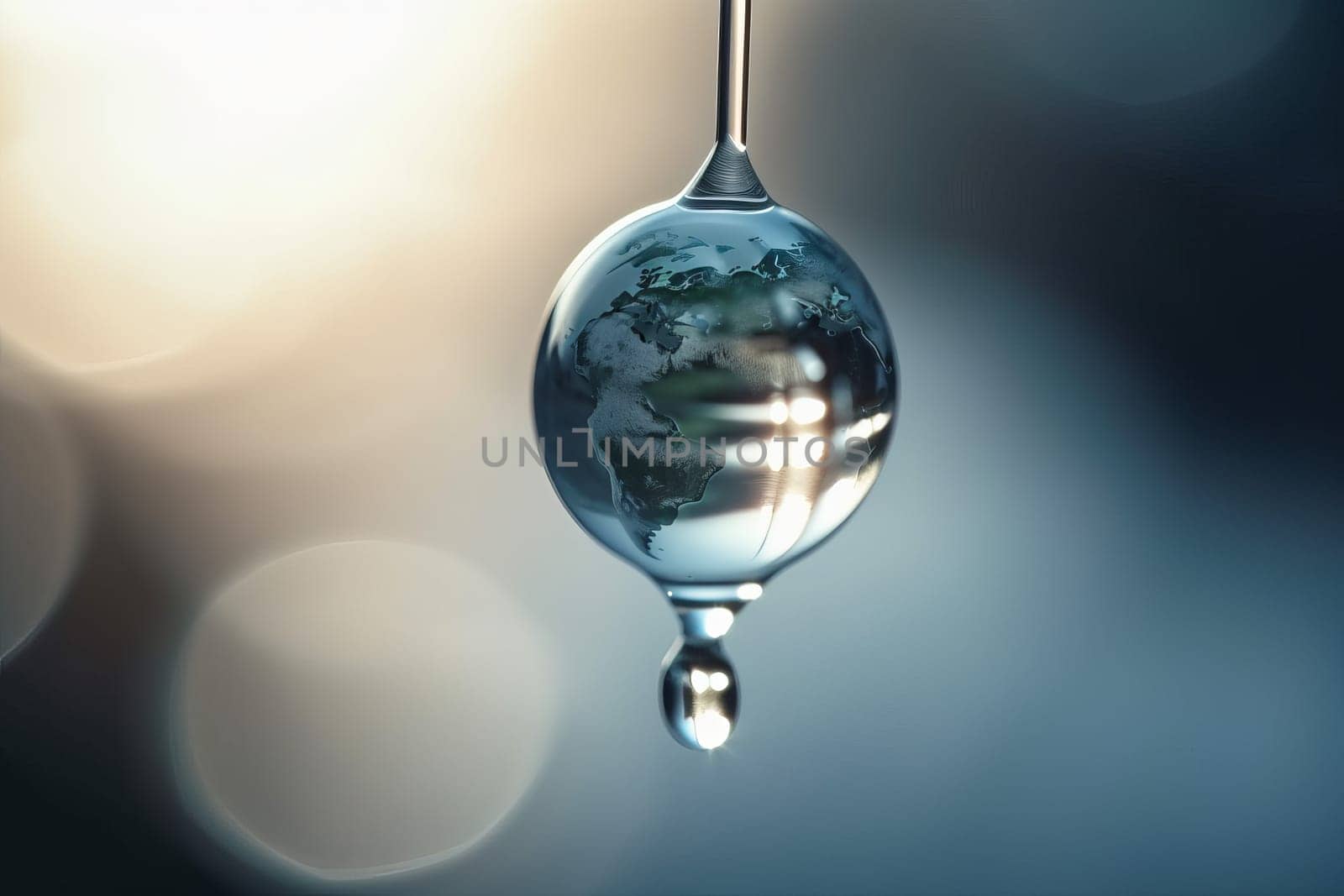 World water day. Planet save water drop. Generate Ai