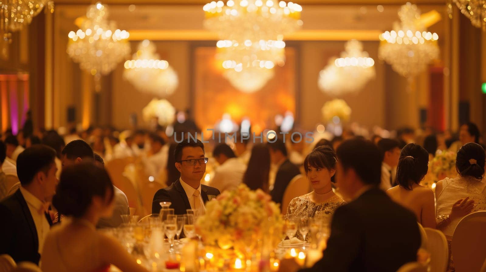 An elegant evening event, people in formal attire, beautifully. Resplendent. by biancoblue