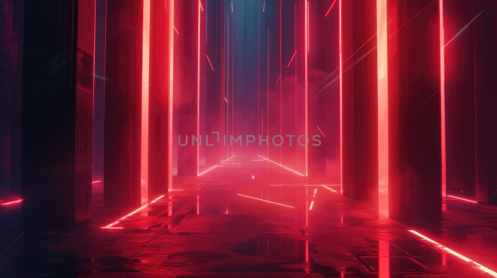Futuristic Neon Light Corridor Illustration. Resplendent. by biancoblue
