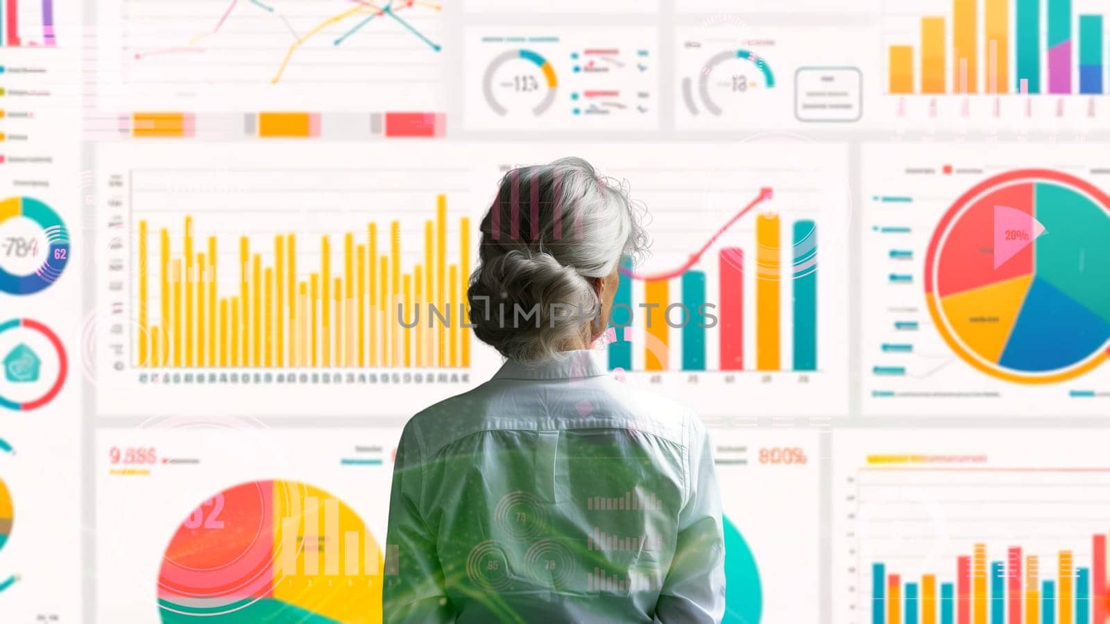 Financial advisor expert or trader working with BI business intelligence data chart and graph dashboard making decision for marketing strategy research for success of future LISP business planning.