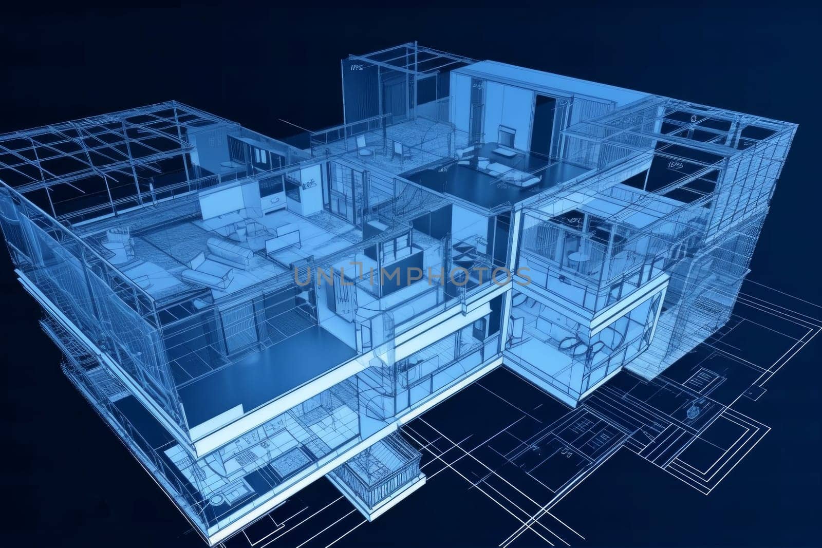 Architectural house plan. Home construction. Generate Ai